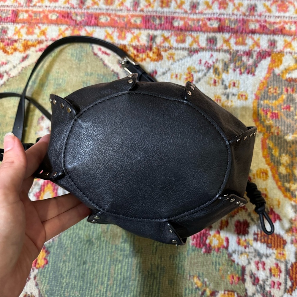 Rebecca Minkoff Black Studded Crossbody Bucket Bag Silver Hardware - Picture 6 of 8